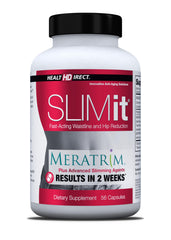 Health Direct SLIMit bottle front showing Meratrim formula for targeted fat support.