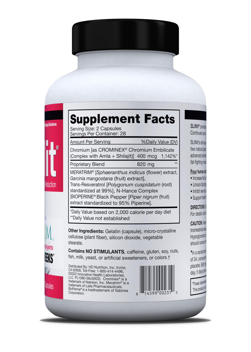 Health Direct SLIMit packaging box featuring complete ingredient transparency.