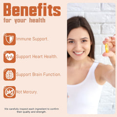 Health Dose Omega-3 lemon softgels closeup shows easy-to-swallow capsules.