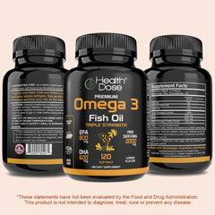 Health Dose Omega-3 lemon softgels on shelf imply lifelong health support.