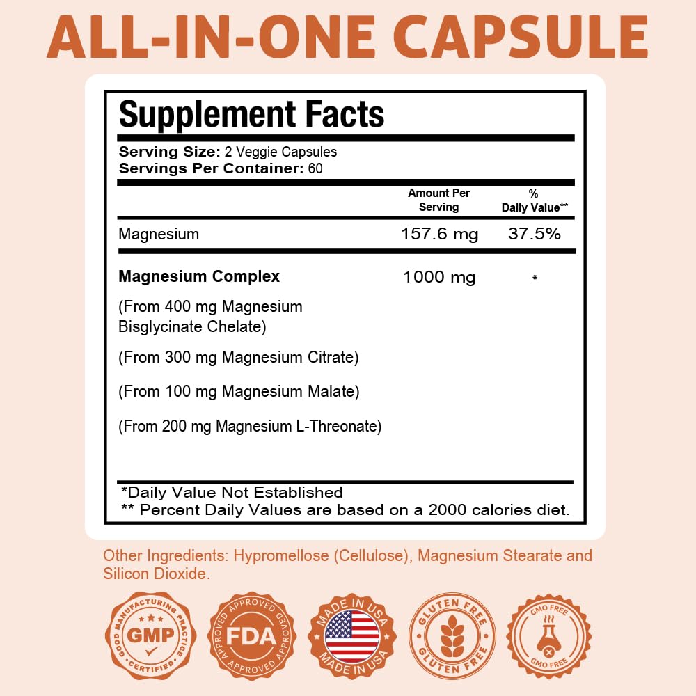 Health Dose Triple Magnesium label close-up highlighting gluten-free and non-GMO purity.
