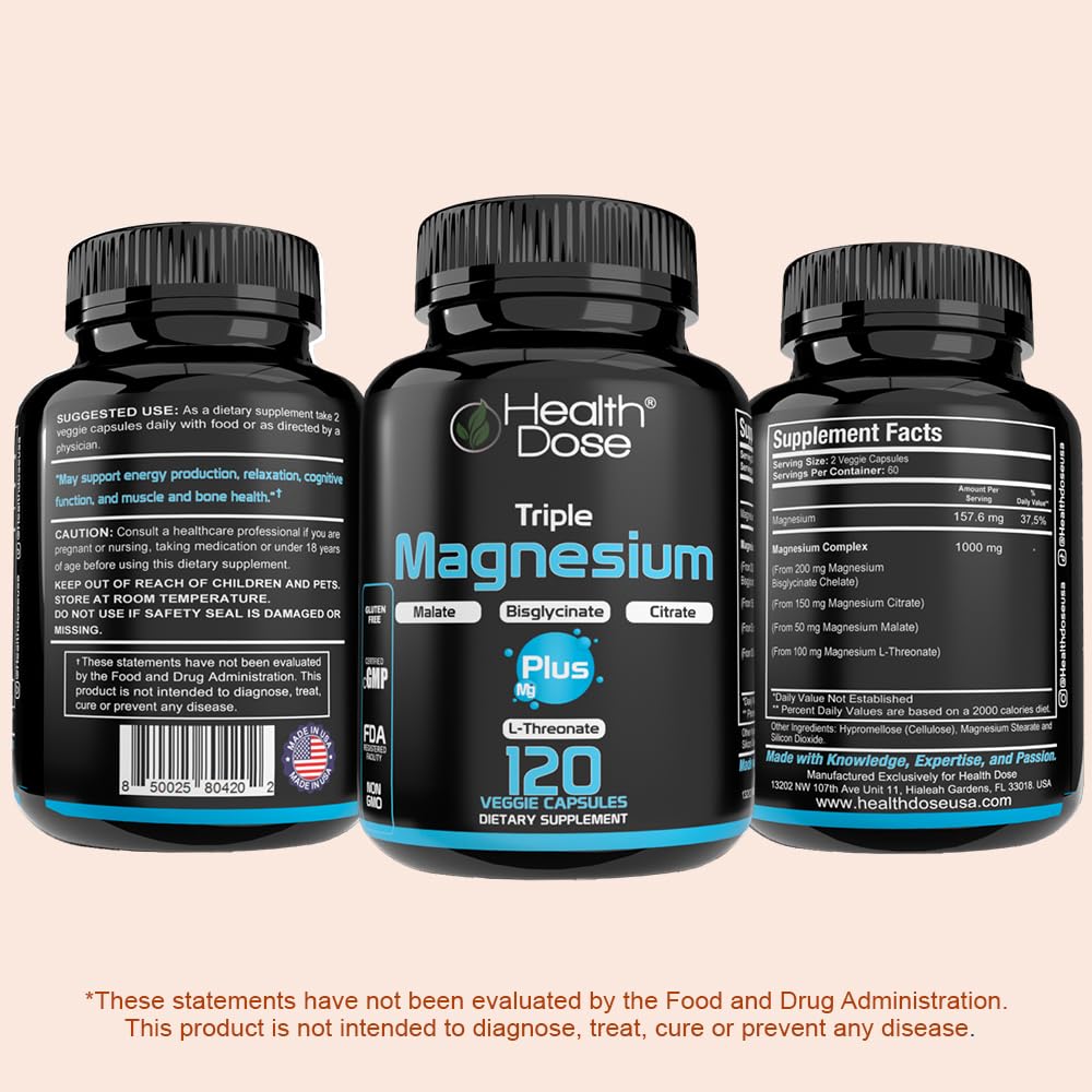 Health Dose Triple Magnesium in a workout scene suggesting muscle recovery support.