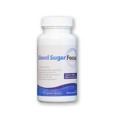 Health Focused JJ Smith Blood Sugar Focus bottle displays packaging for balanced energy.