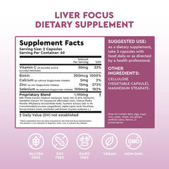 Health Focused JJ Smith Liver Focus bottle label highlighting liver support ingredients.
