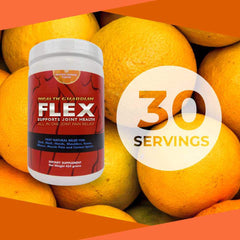 Health Guardian Flex Orange powder blended into a smoothie for an on-the-go option