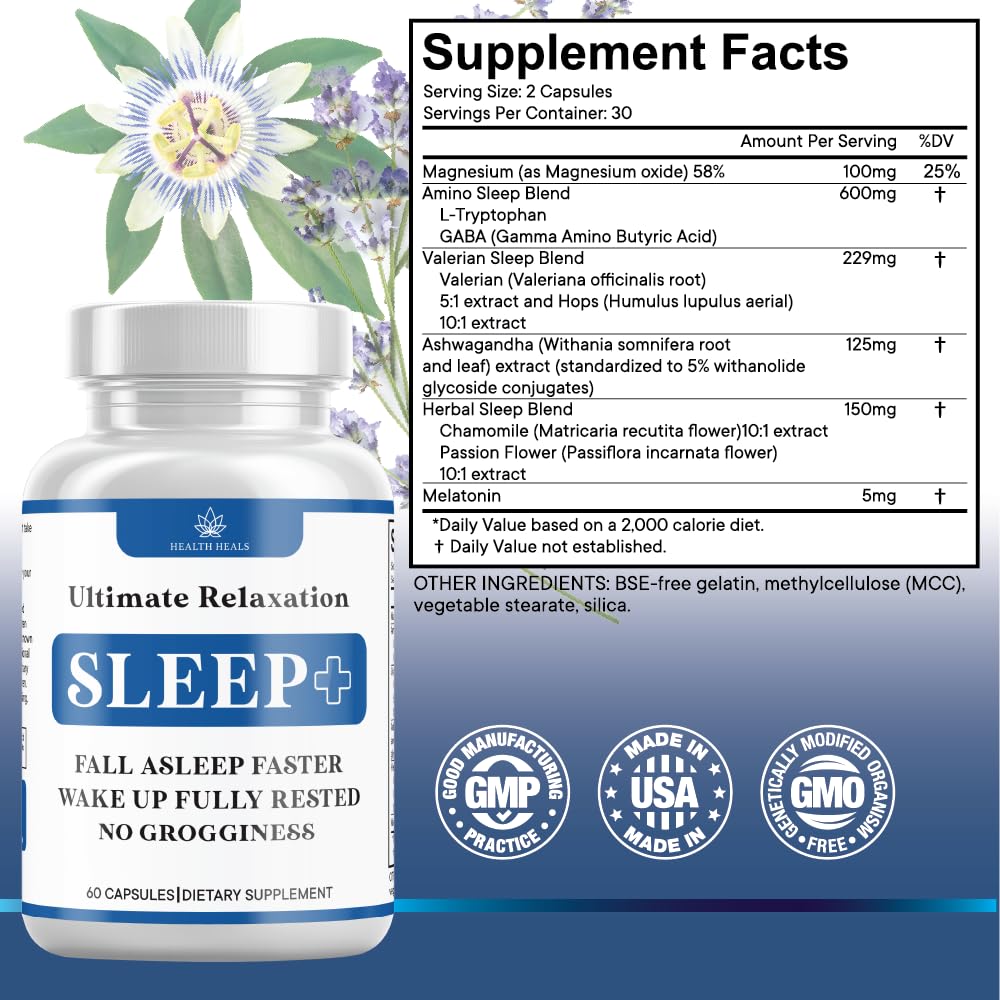 Health Heals capsules on a nightstand ready for a peaceful sleep routine
