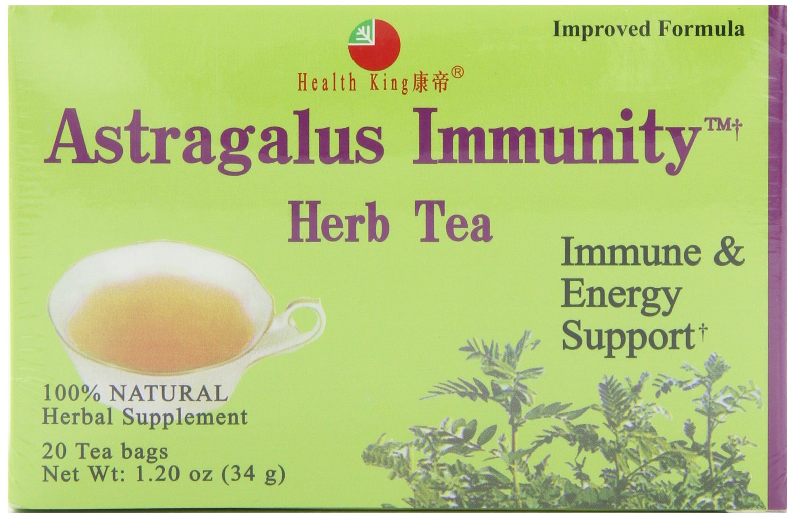 Health King Astragalus immunity tea box in a four-pack, convenient daily ritual.