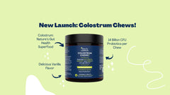 Health Logics Colostrum Chews serving plate suggests convenient daily consumption