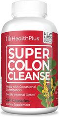 Health Plus Super Colon Cleanse bottle front view highlighting convenient digestive support.
