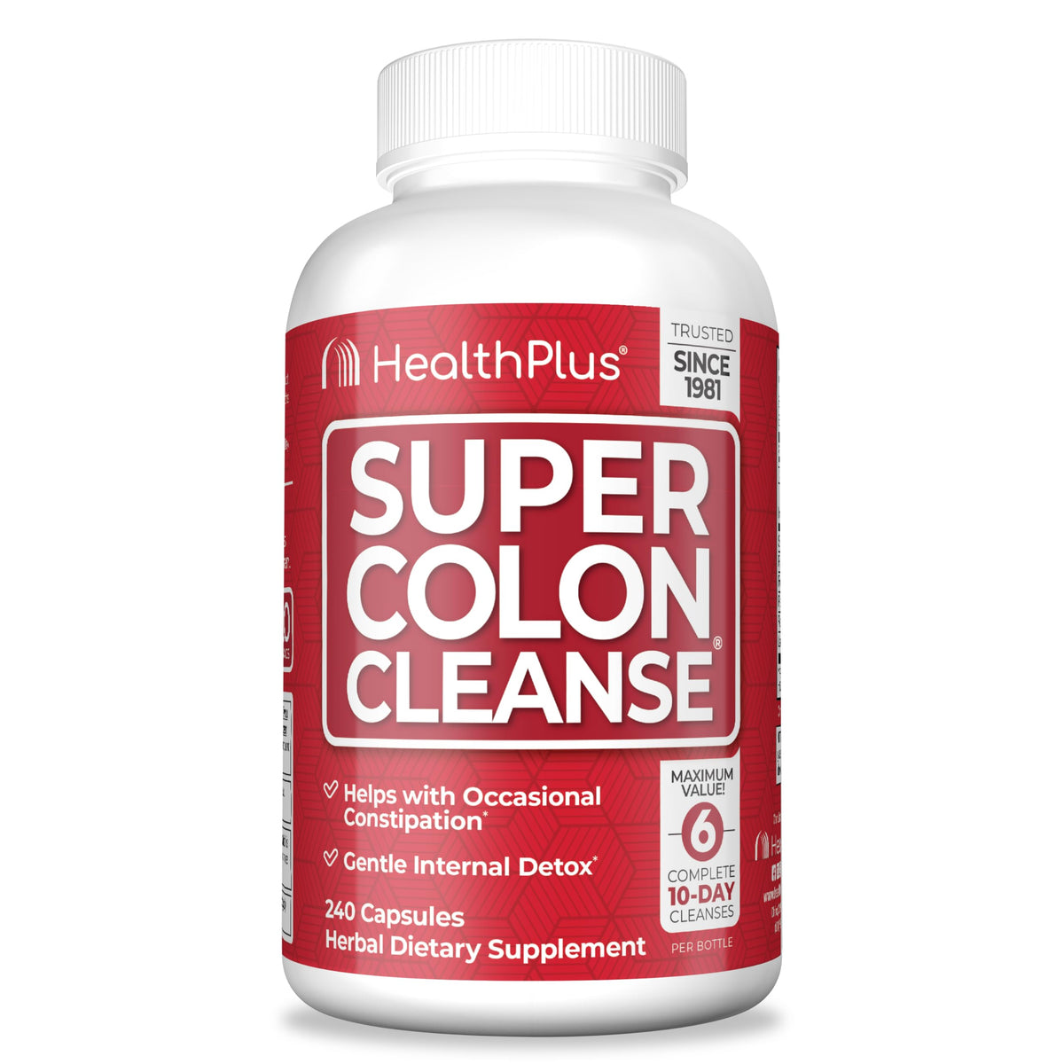 Health Plus Super Colon Cleanse bottle with capsules for gentle digestive support