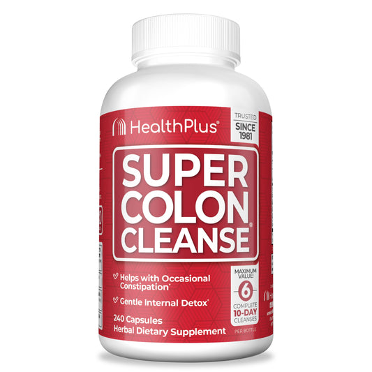 Health Plus Super Colon Cleanse bottle with capsules for gentle digestive support