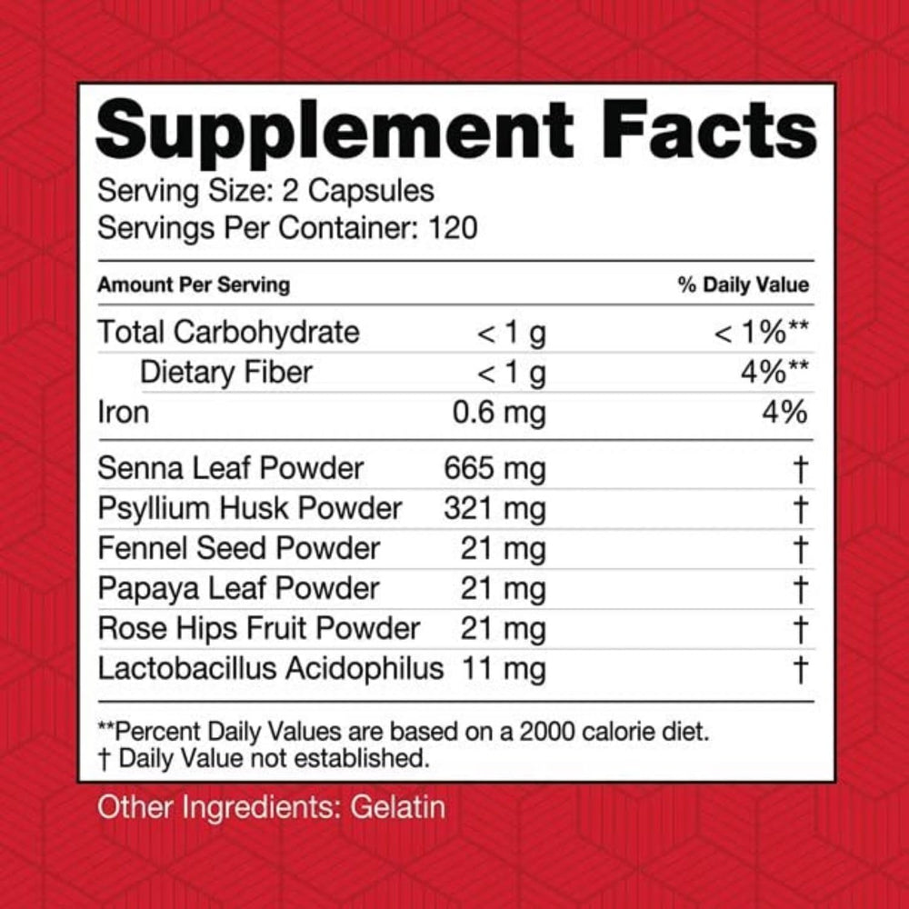 Health Plus Super Colon Cleanse label closeup; herbal blend details.