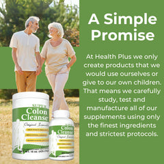 Health Plus Super Colon Cleanse with glass of water for wellness routine.