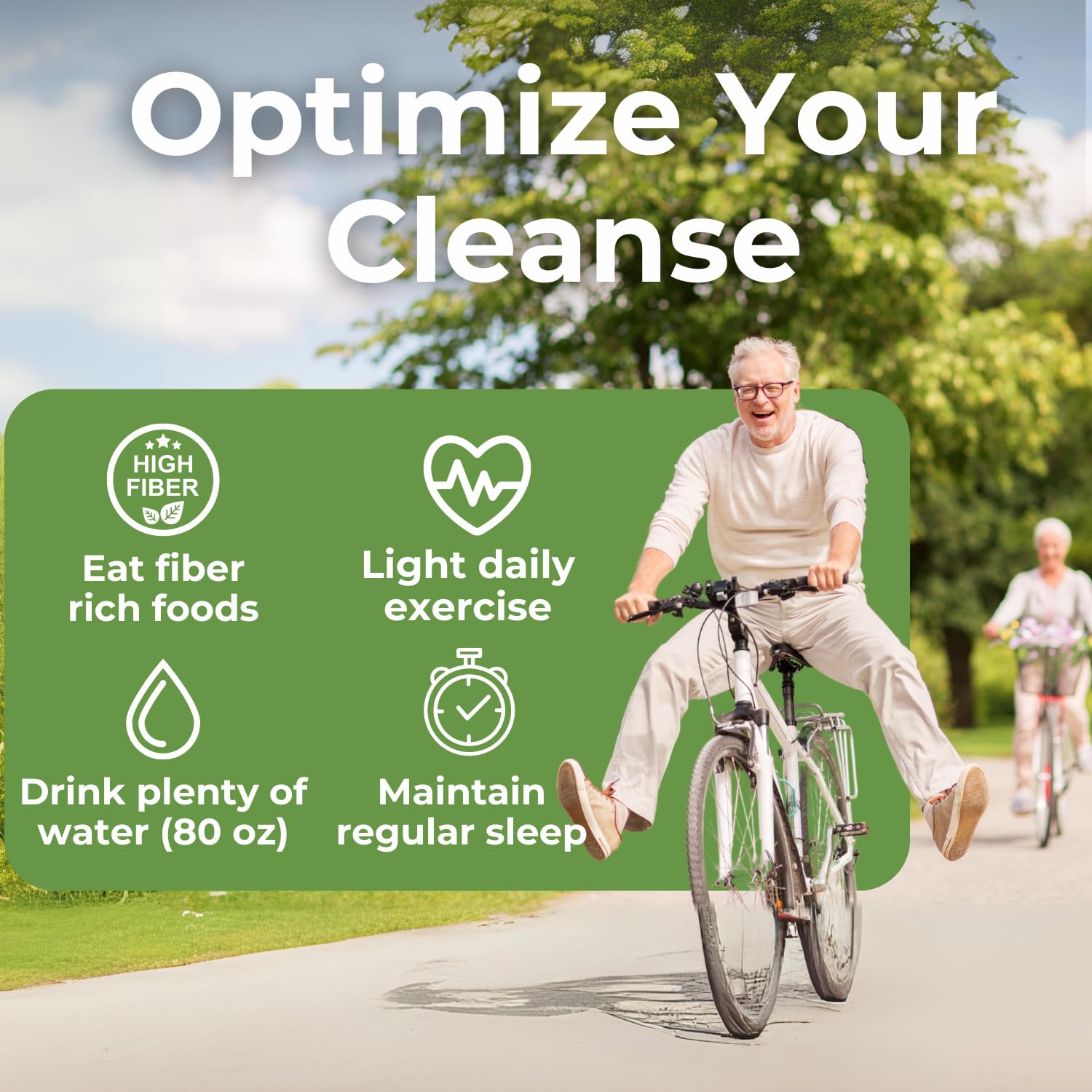 Health Plus Super Colon Cleanse on a spoon next to a glass for regularity support.