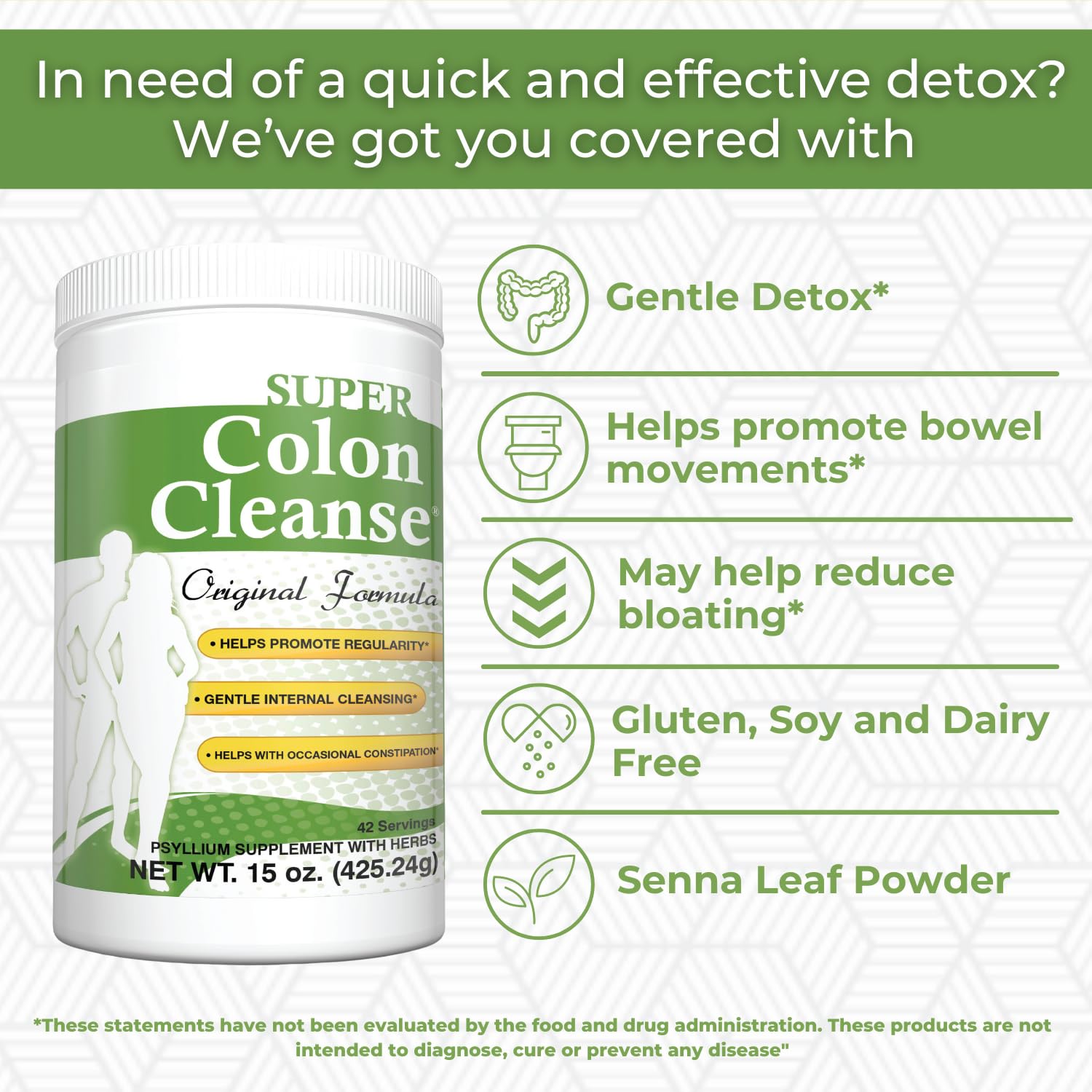 Health Plus Super Colon Cleanse powder poured into water for convenient use.