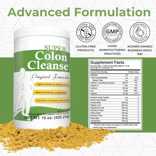 Health Plus Super Colon Cleanse scoop beside the jar for easy daily use.