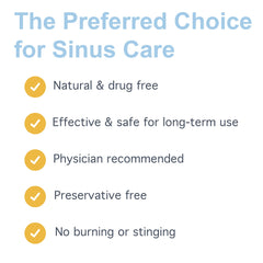 Person using a nasal irrigation device with Health Solutions SinuAir.