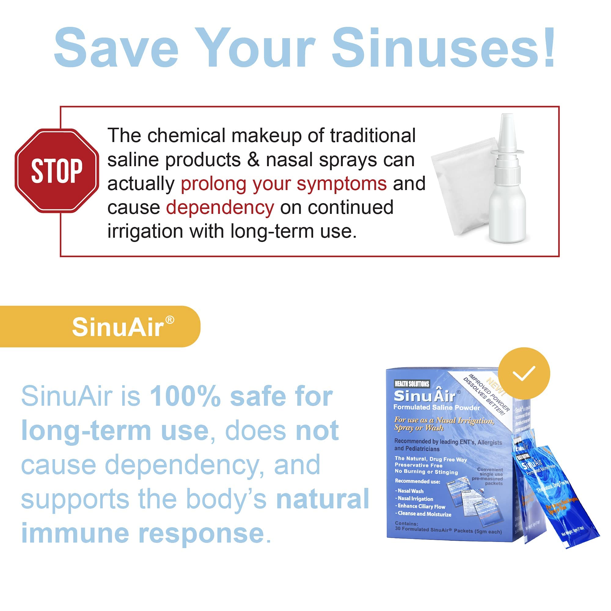 Close-up of Health Solutions SinuAir powder formulation highlighting balanced minerals