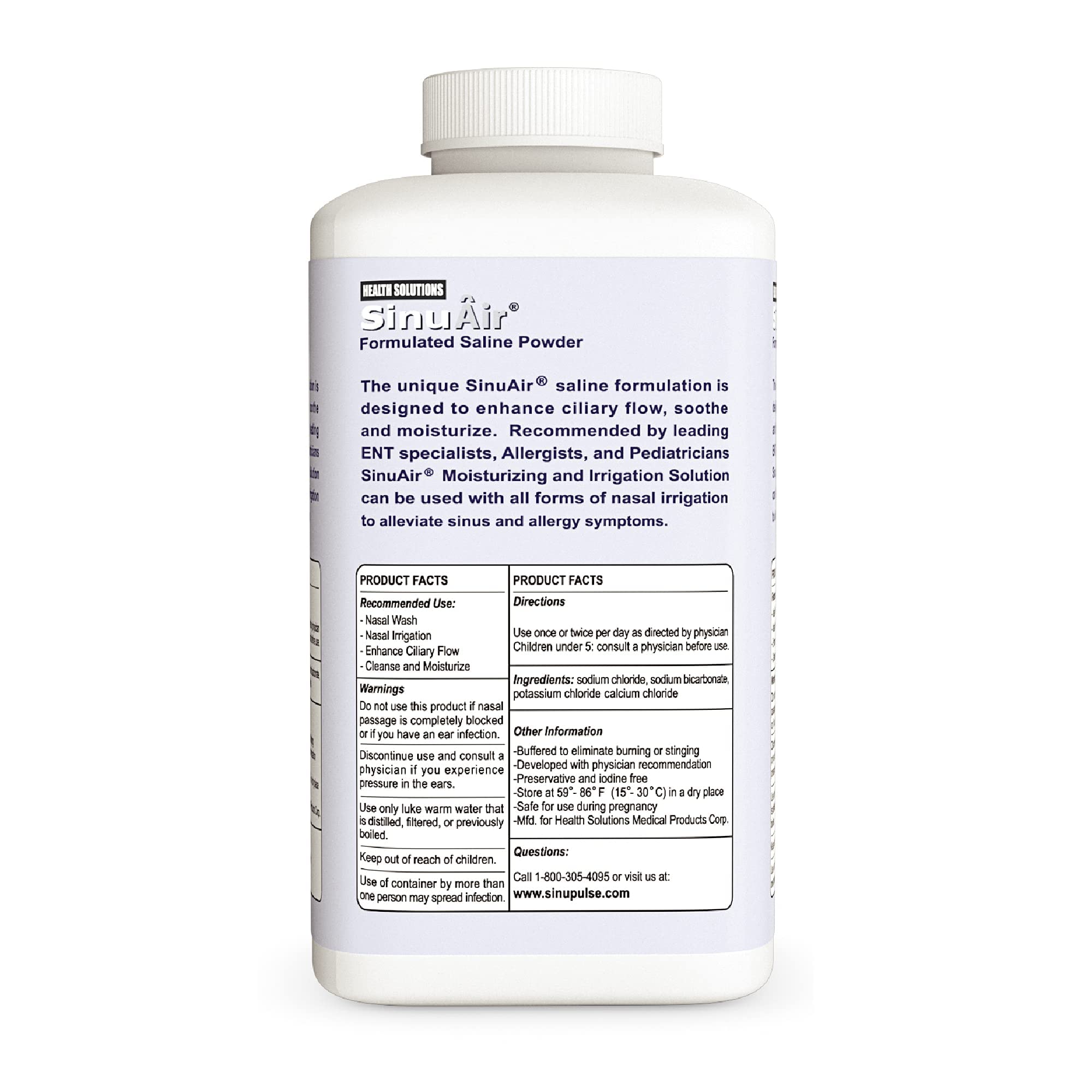 Health Solutions Sinus Rinse bottle, gentle saline formula for sensitive nasal membranes.