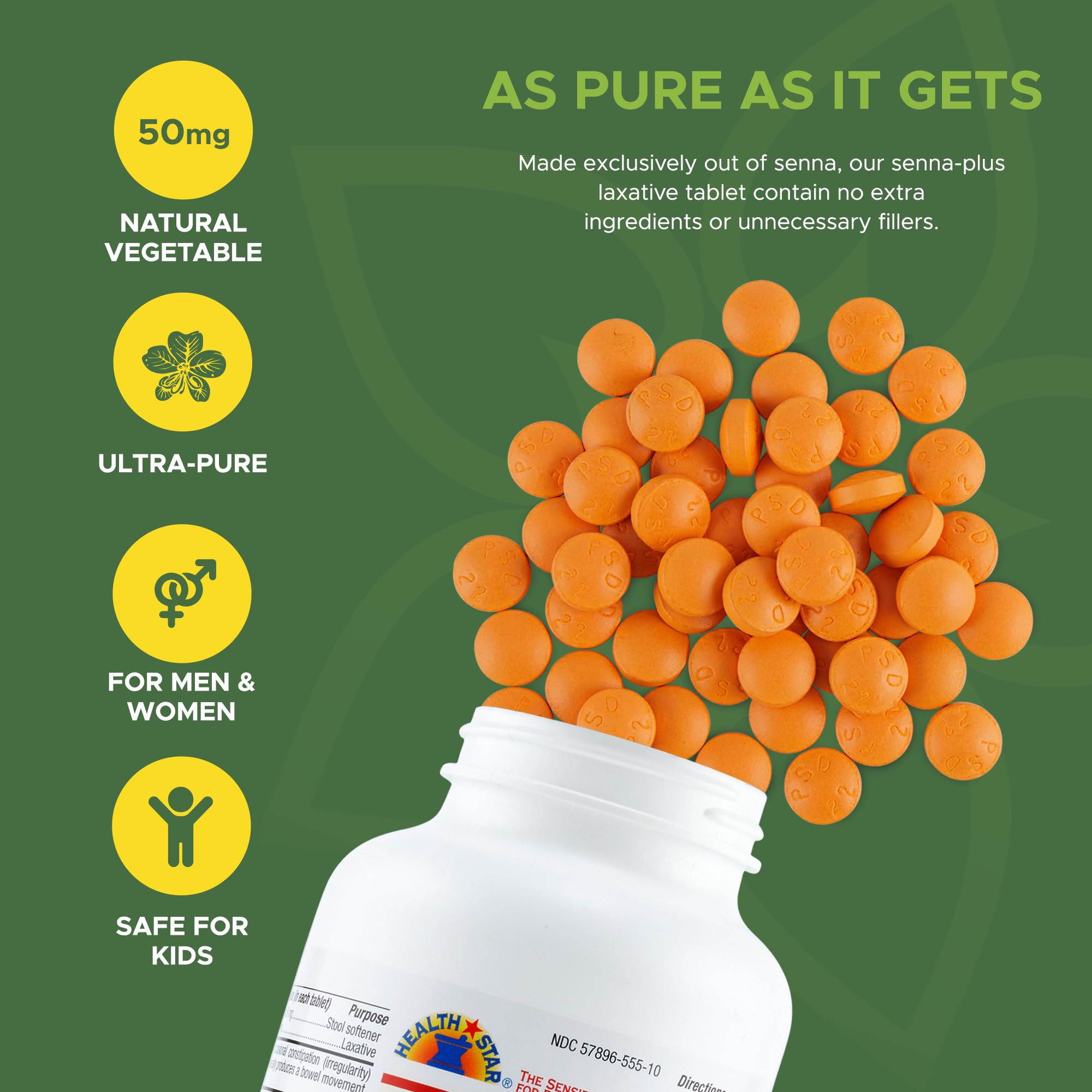 Health Star Senna Plus bottle highlights calcium for balance