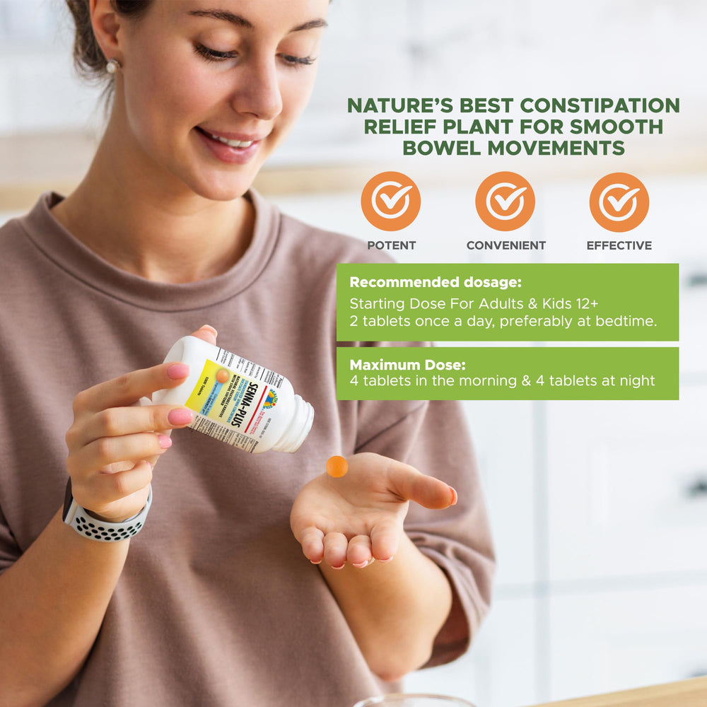 Health Star Senna Plus dosage instructions on bottle