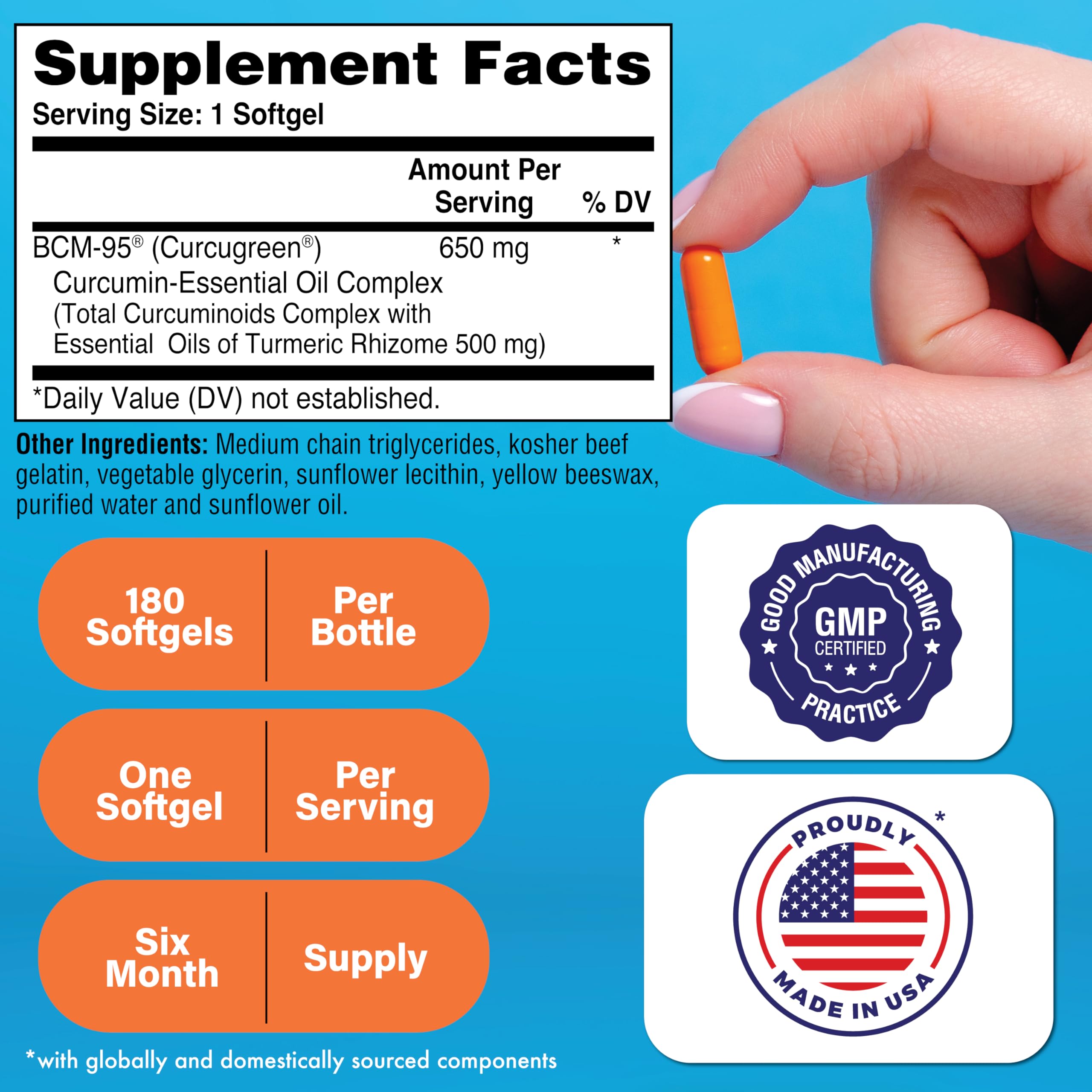 Health Thru Nutrition Curcu-Gel bottle back with supplement facts and quality seals