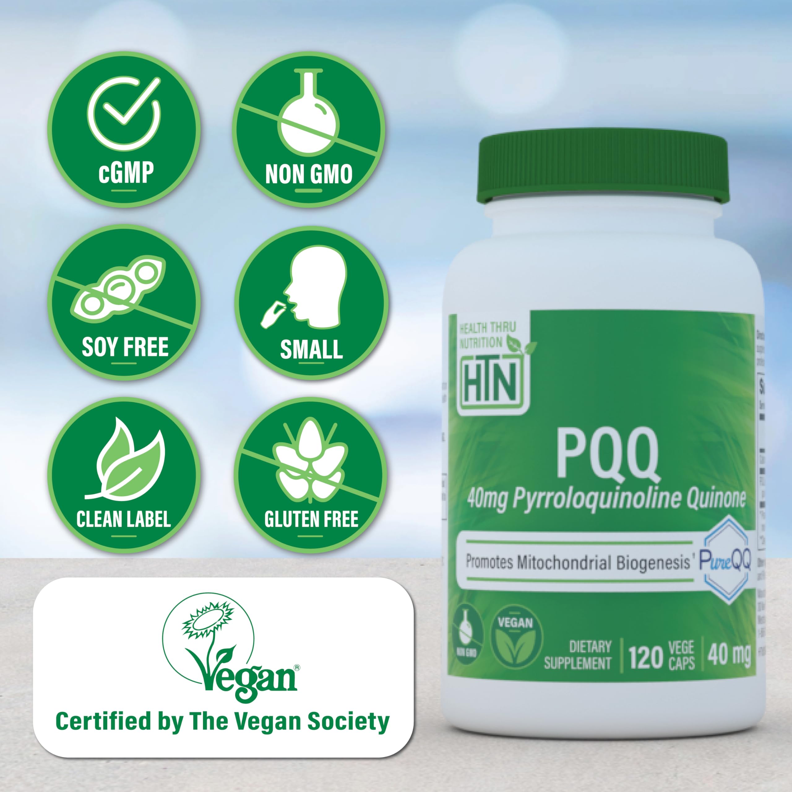 PureQQ bottle label indicating third-party potency testing
