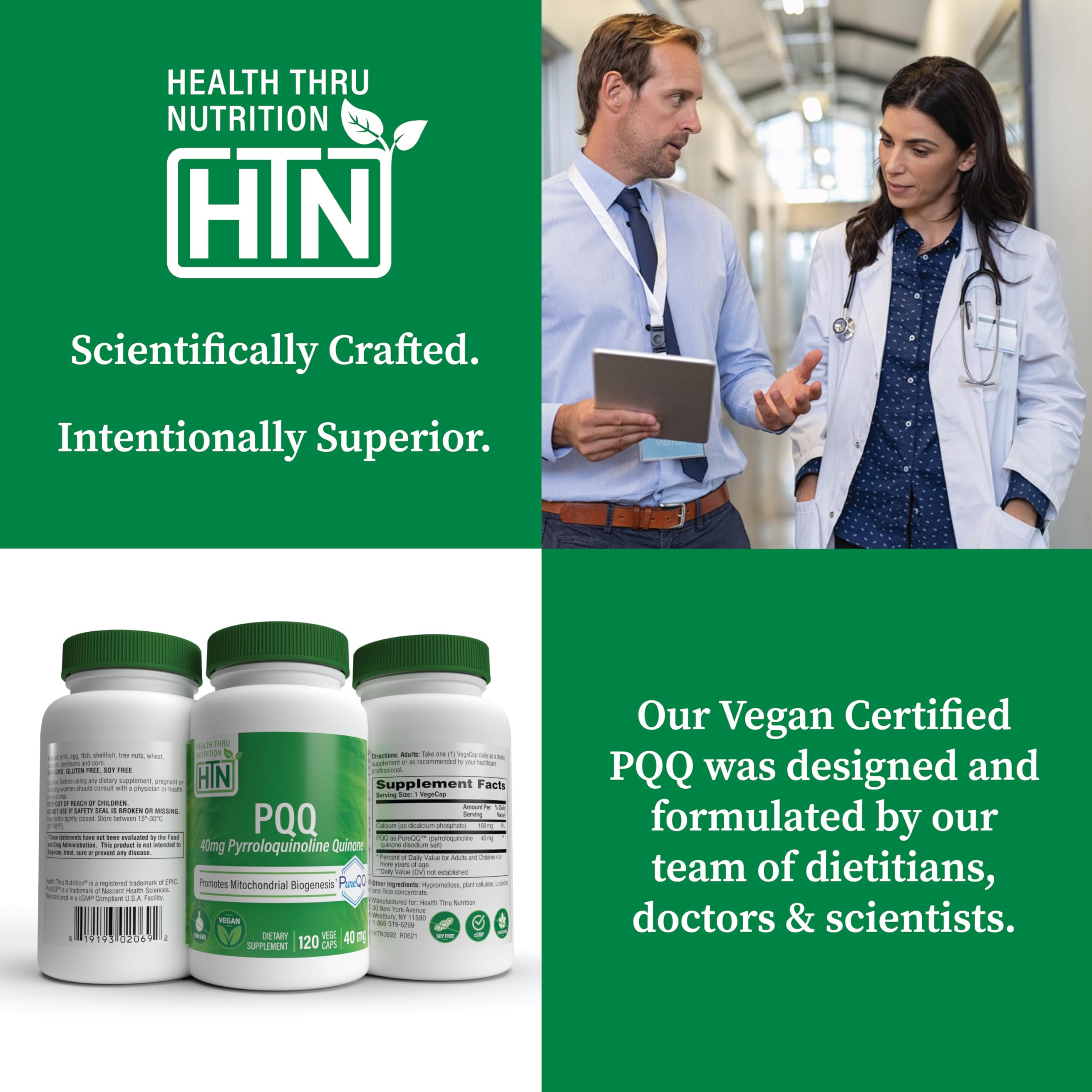 PureQQ vegan and non-GMO certification icons on the bottle