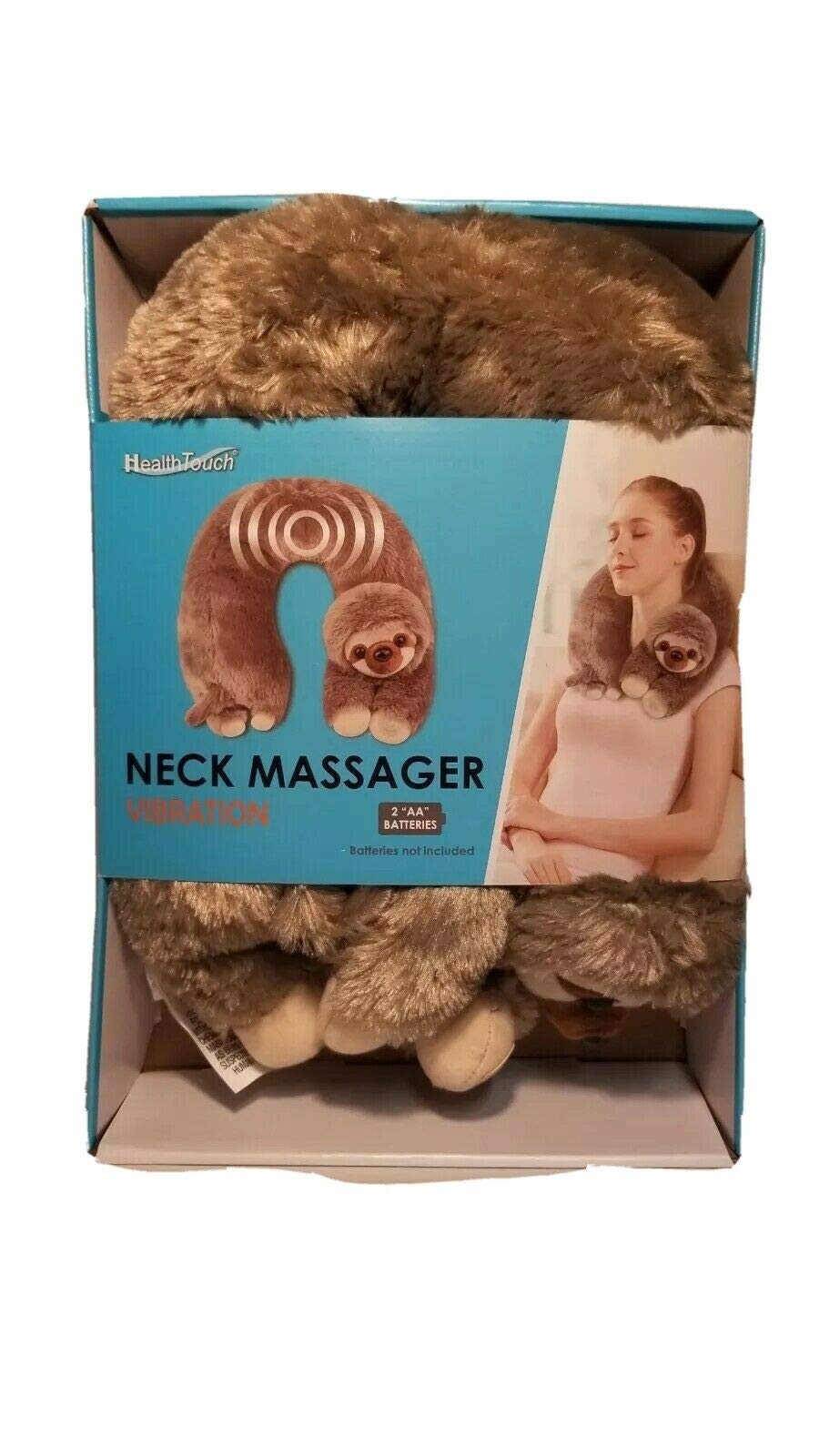 Health Touch Sloth neck massager front view, gentle vibrations for neck comfort.