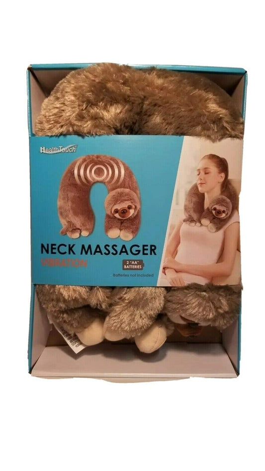 Health Touch Sloth neck massager front view, gentle vibrations for neck comfort.