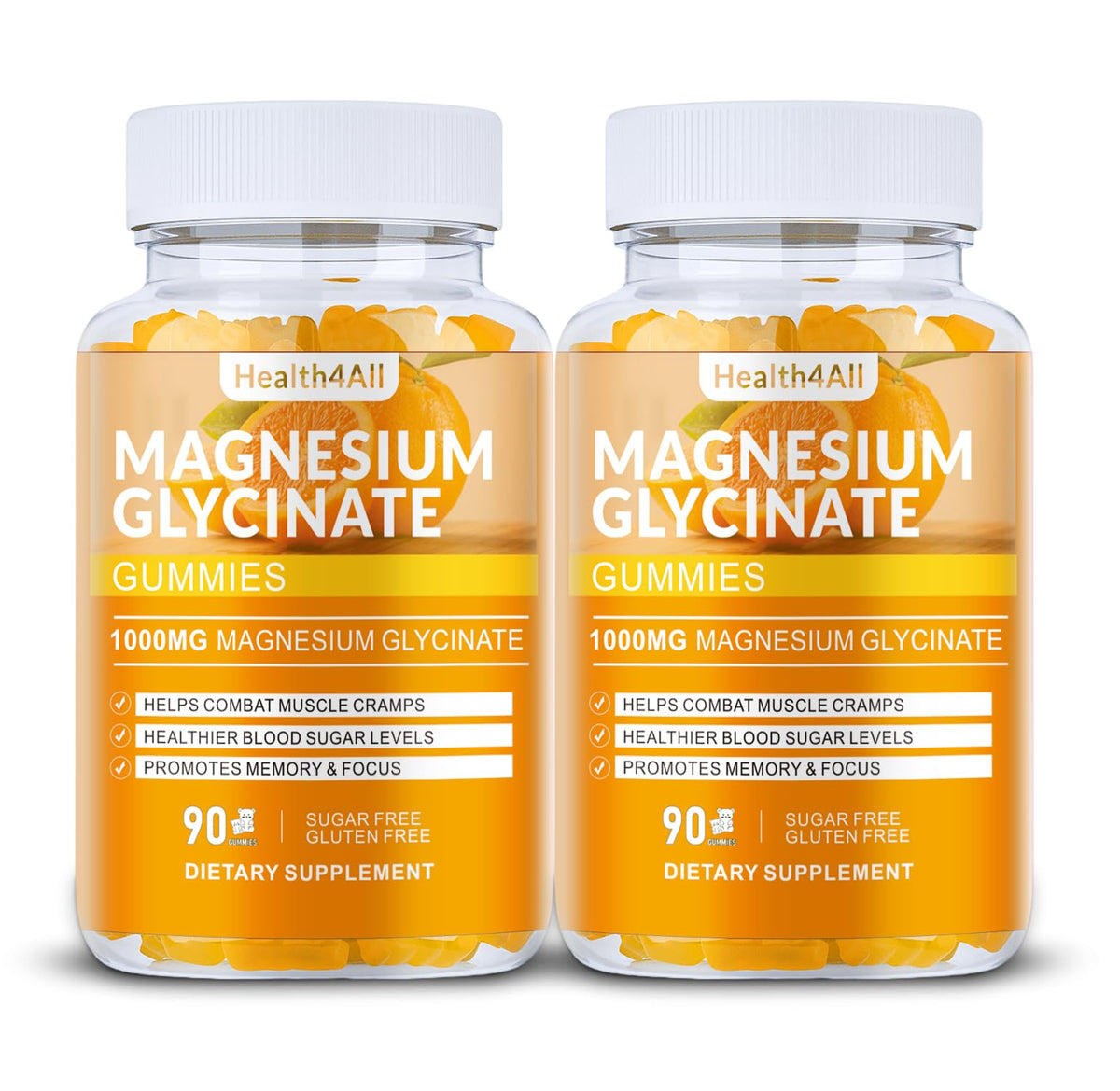 Health4All magnesium glycinate gummies bottle with orange flavor for daily wellness