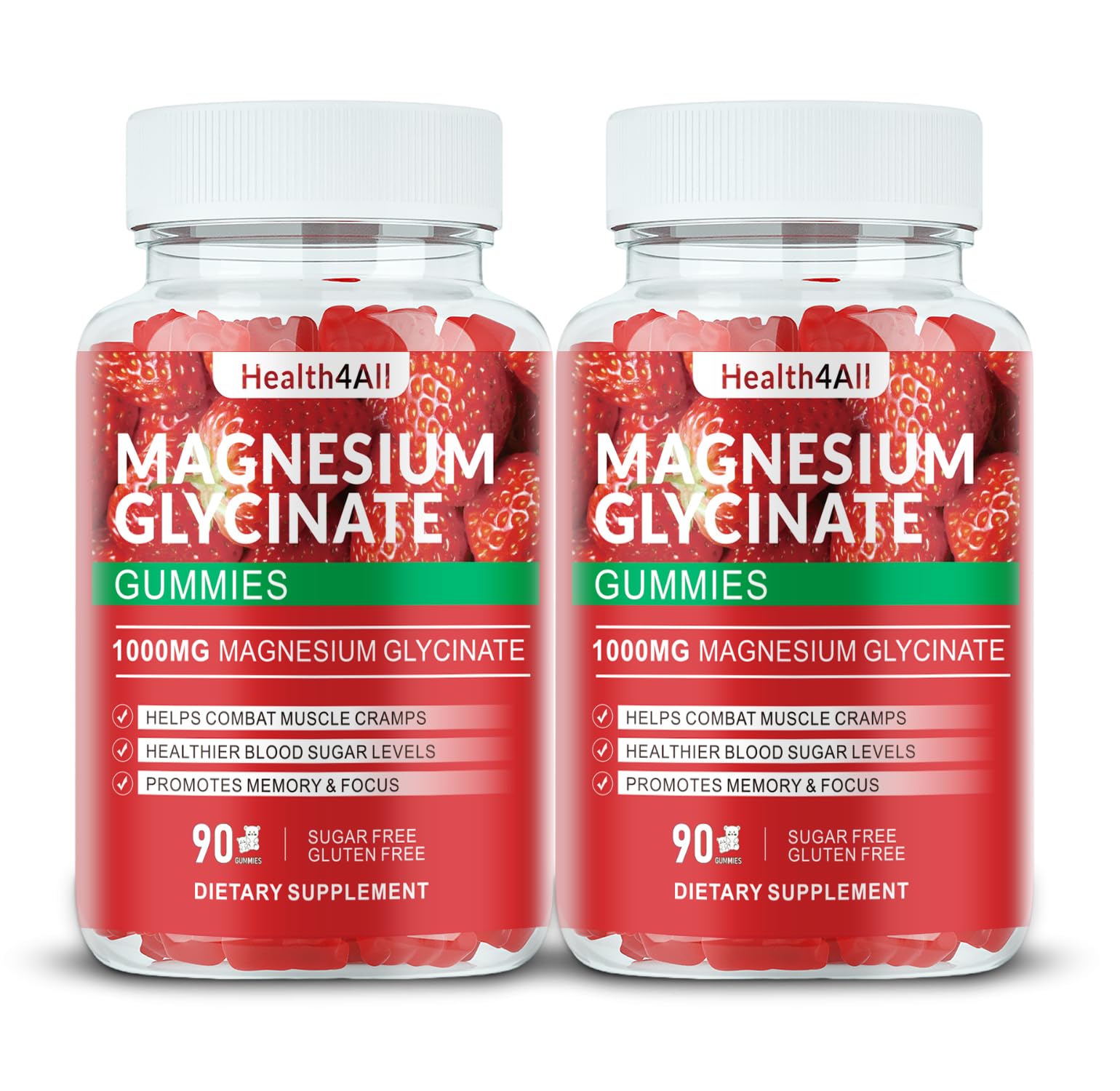 Health4All magnesium glycinate gummies bottle for daily relaxation and gentle sleep support.