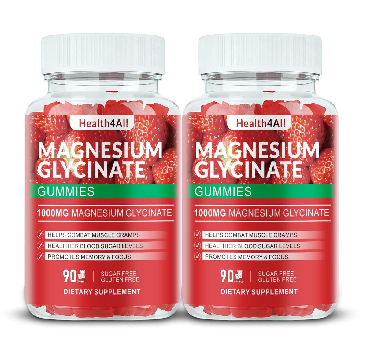 Health4All magnesium glycinate gummies bottle for daily relaxation and gentle sleep support.