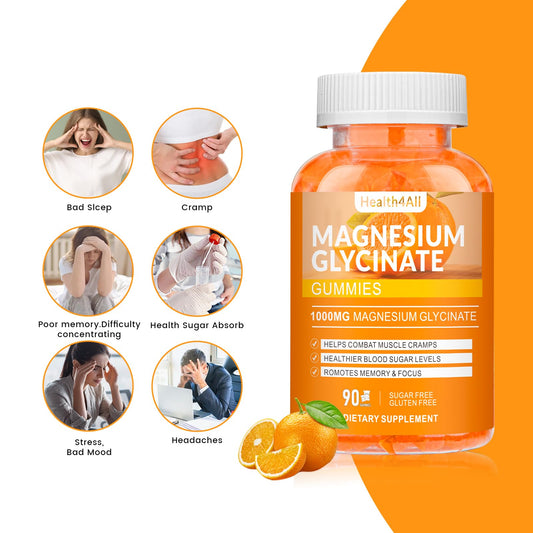 Health4All magnesium glycinate gummies close-up of orange chews