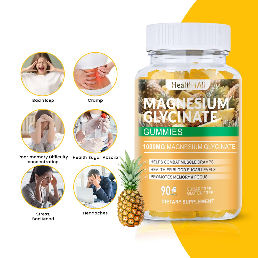 Health4All gummies texture close-up with vibrant pineapple color