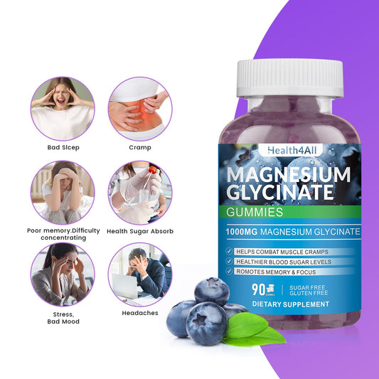 Health4All Magnesium Gummies blueberry chewy texture ideal for an easy daily supplement.