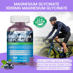 Health4All Magnesium Gummies natural blueberry flavor, sugar-free and vegan-friendly.