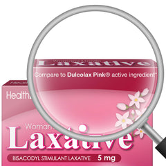 HealthA2Z bisacodyl 5mg tablets shown in blister pack for gentle action.