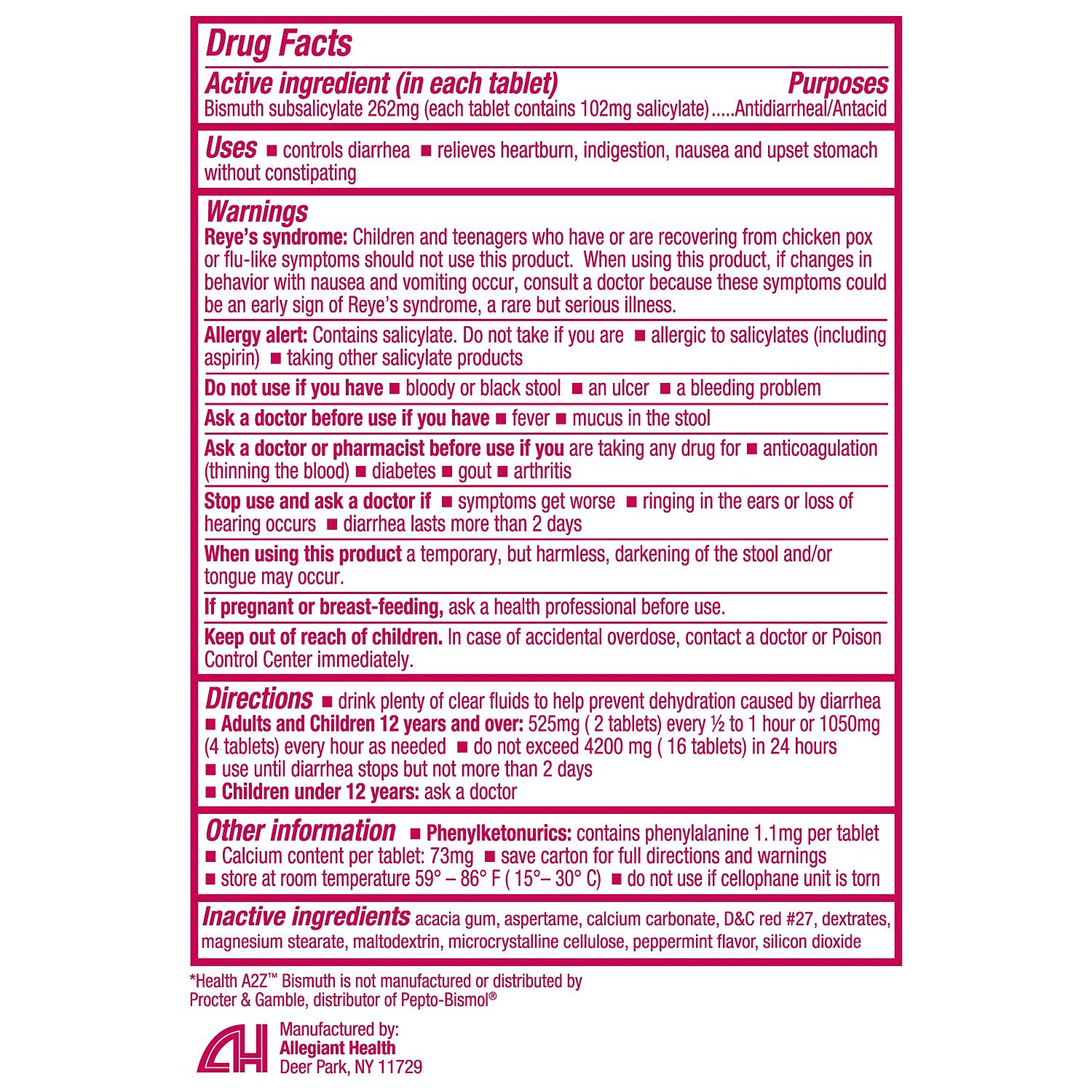 HealthA2Z Bismuth Subsalicylate 24-pack display emphasizing value and convenience.