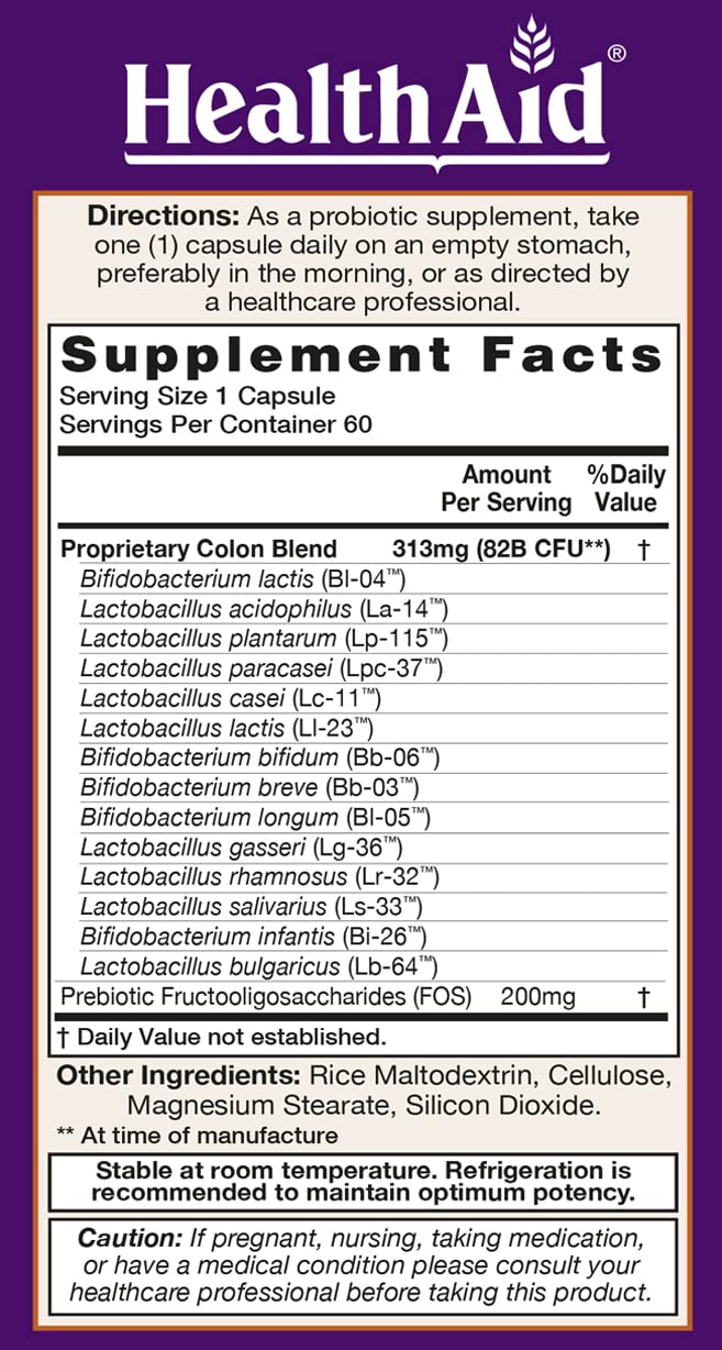 HealthAid ColonProbio capsules closeup highlighting delayed-release for stomach protection