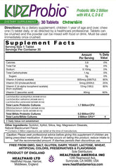 HealthAid KidzProbio chewable tablets displayed for easy daily use.