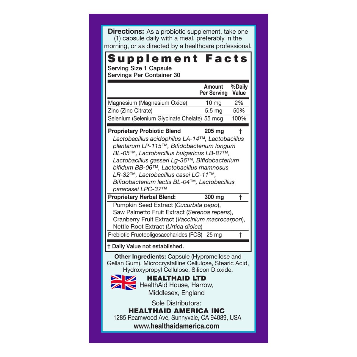 Pumpkin seed and cranberry ingredients in ProstaProbio for urinary comfort.