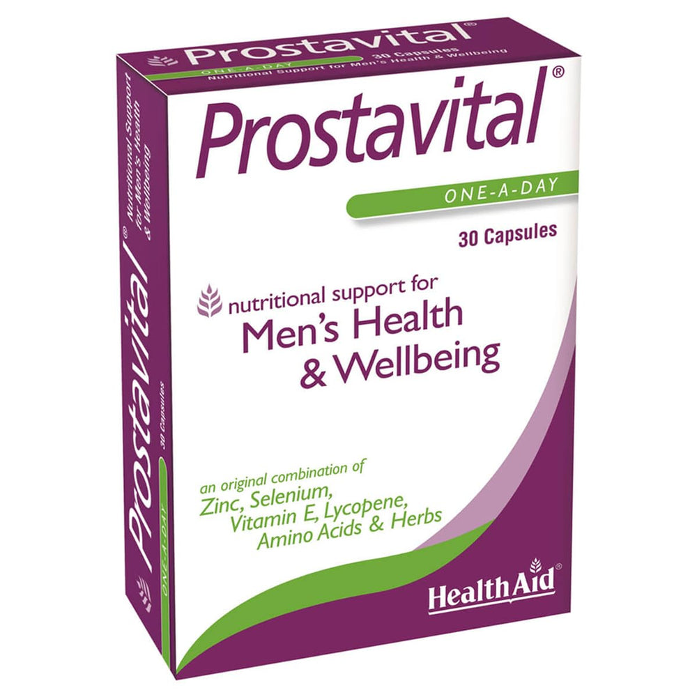 HealthAid Prostavital blister pack with 30 capsules for daily use.