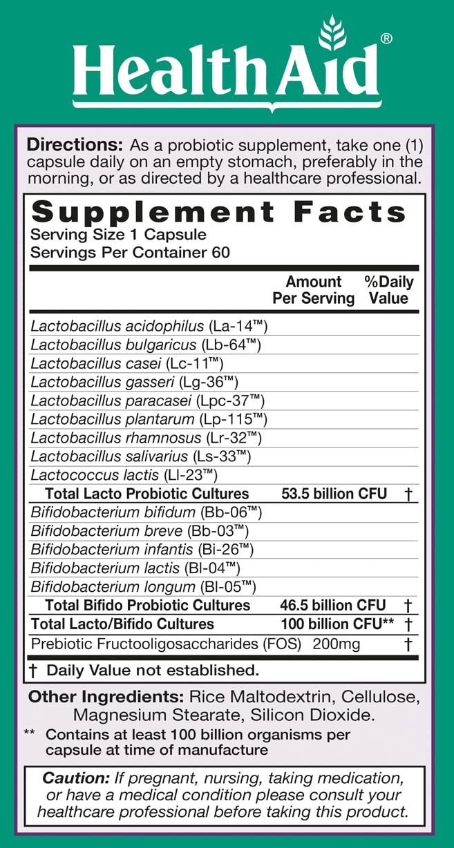 Close-up of HealthAid UltraProbio capsules showing acid- and bile-resistant design.