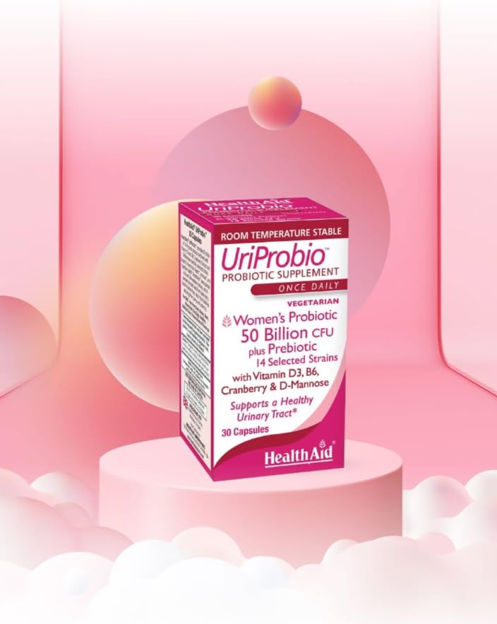 HealthAid UriProbio vitamin D3 and B6 provide immune support and daily energy.