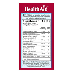 HealthAid V-Vein capsules closeup highlights herbal blend aiding vein health.