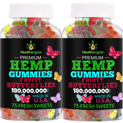 Healthergize 2pack hemp gummies butterflies sleep for better rest and daily calm.
