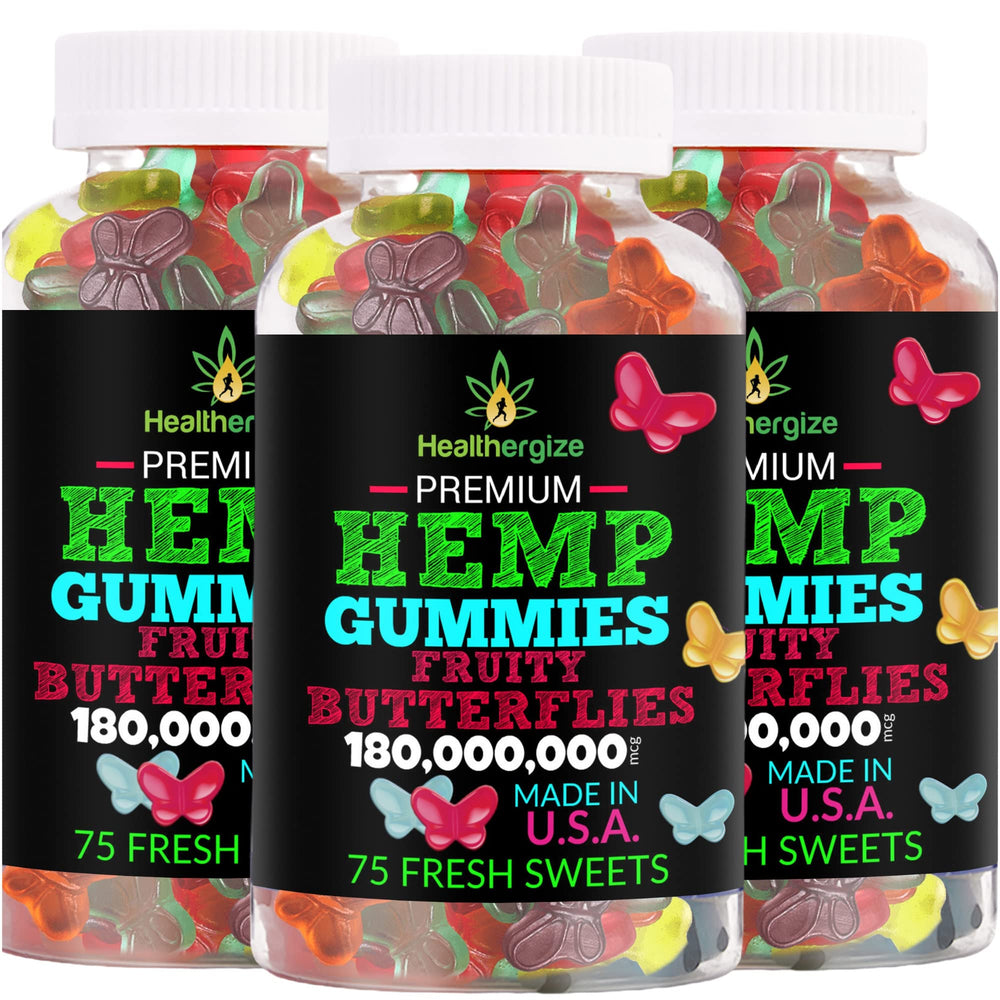 Healthergize 3Pack hemp gummies Fruity Butterflies for nightly calm and balanced mood