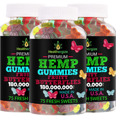 Healthergize 3Pack hemp gummies Fruity Butterflies for nightly calm and balanced mood