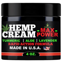 Healthergize Hemp Cream USA-made packaging showcases safety and quality.